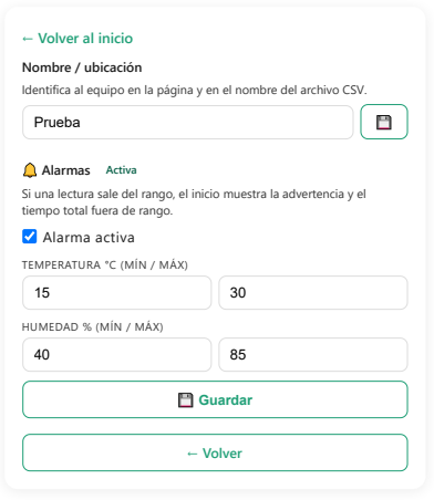 Portal HiWIFI Logger — configuración y alarmas